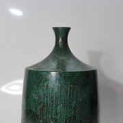 Vintage Japanese Cast Bronze Bud Vase Shoho Stylized Tree Green Patina BV7786