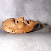Japanese Hand-Carved Wooden Noh Mask Kojou Refined Old Man Storage Bag MSK5393