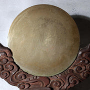 Antique Japanese Shinto Shrine Bronze Mirror Shinkyo Wooden Stand BOSa6611
