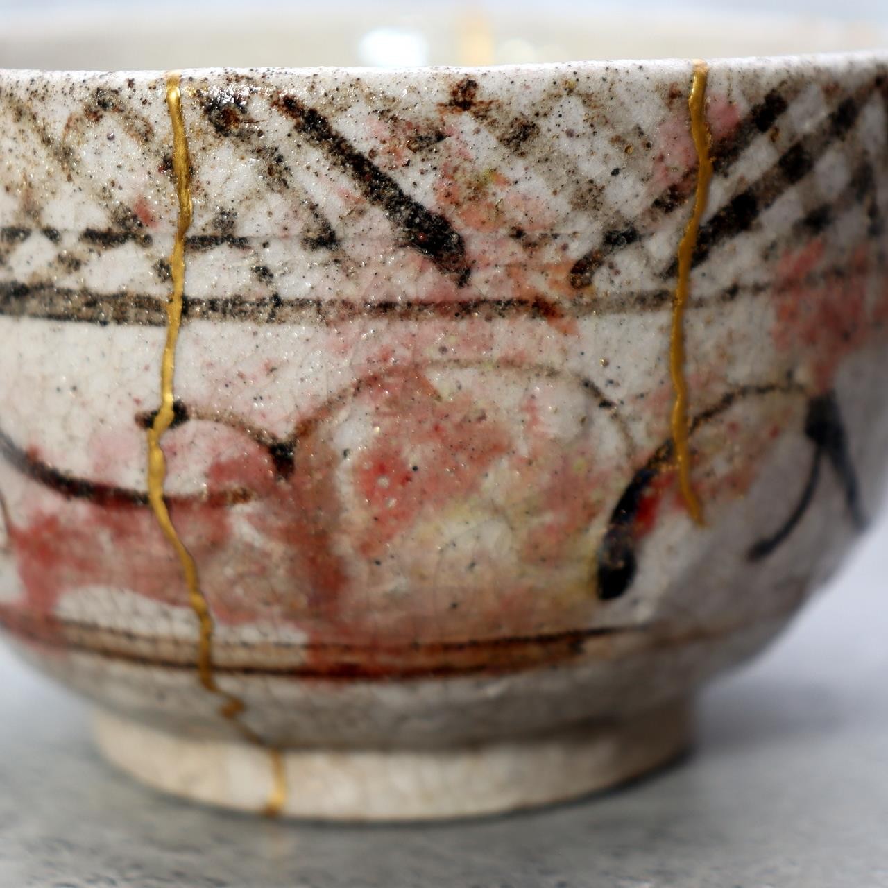 Japanese Antique E-Seto Tea Bowl Seto-Mino Ware End Edo Period Kintsugi Repair7