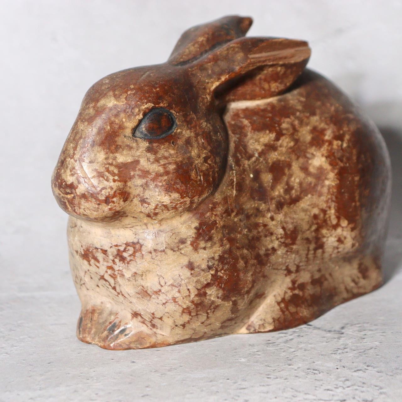Vintage Japanese Hand-Carved Wood Rabbit Sculpture Early Showa Realistic Mastery7