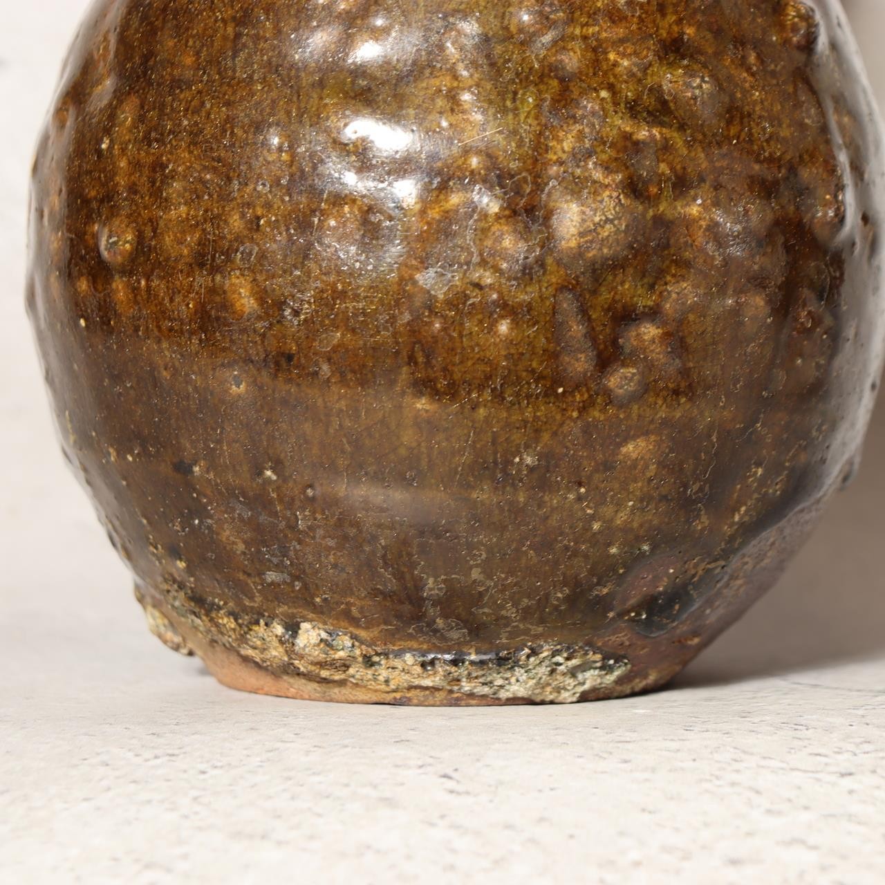 Antique Early Joseon Dynasty Iron Glaze Tokkuri Sake Bottle Brown Pottery KRS1797