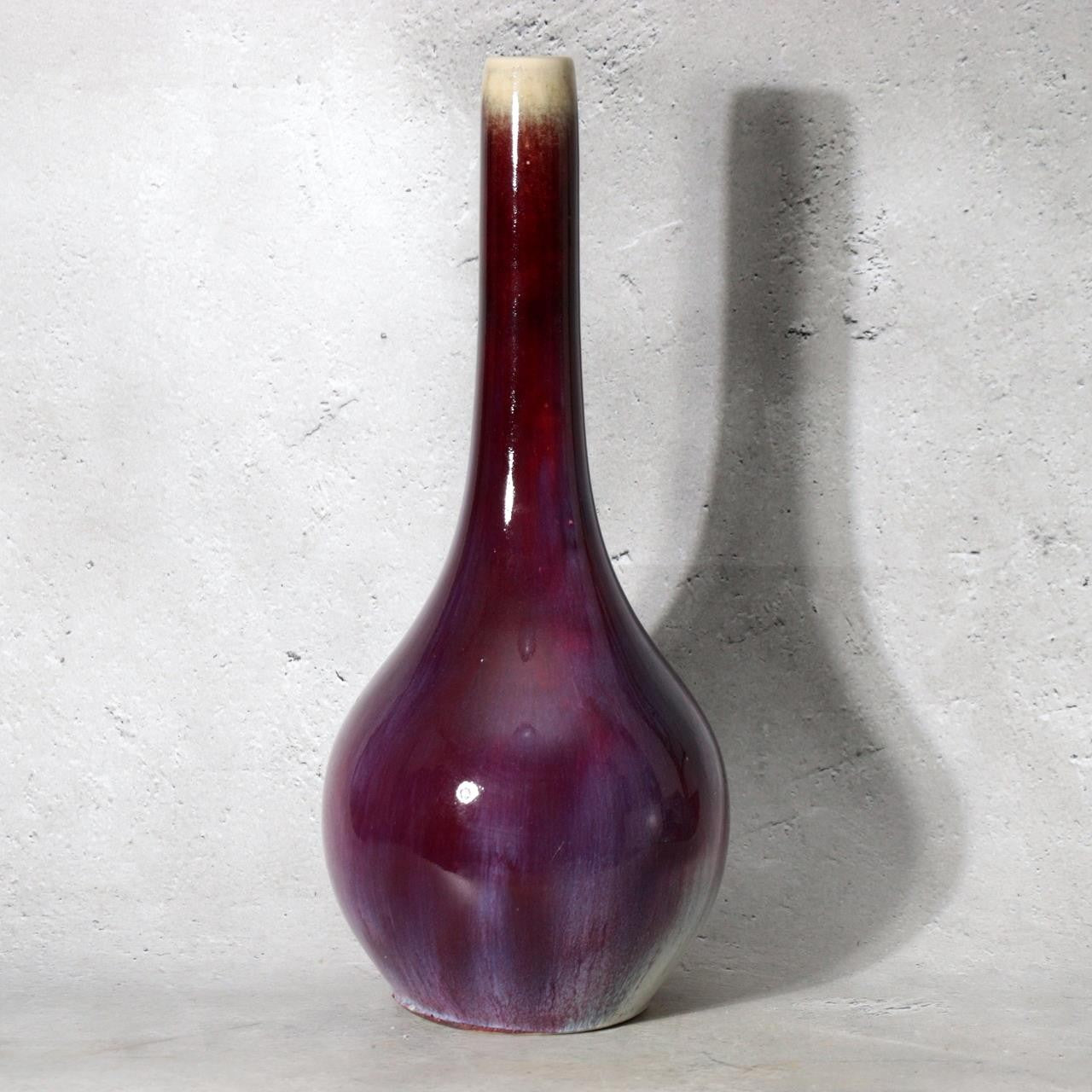 Japanese Ceramic Vase Peacock Glaze Masahide Matsuyama Kujaku Kiln PV3194