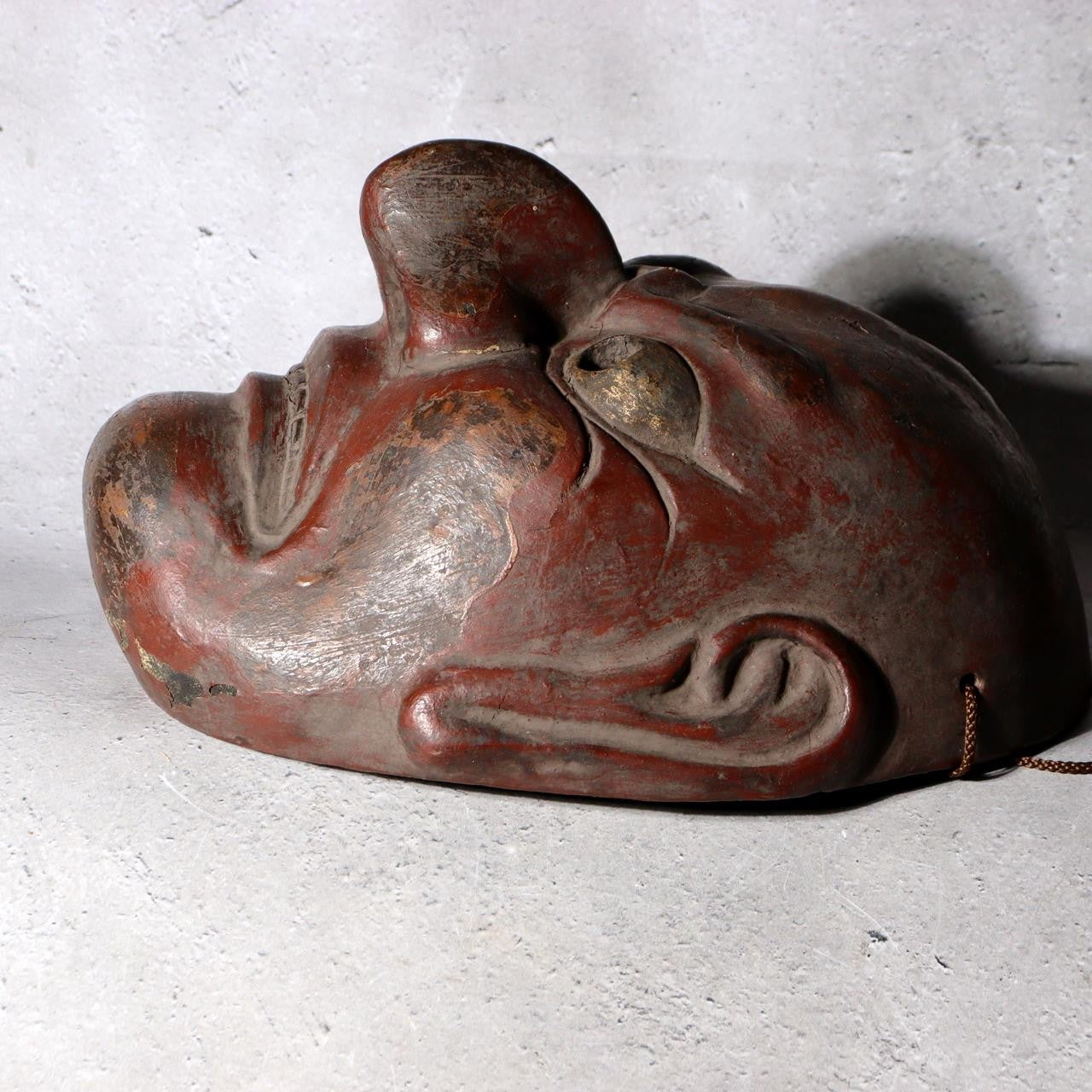 Japanese Kanshitsu (Dry Lacquer) Noh Kagura Mask Wrathful Deity with Gilded Eye4
