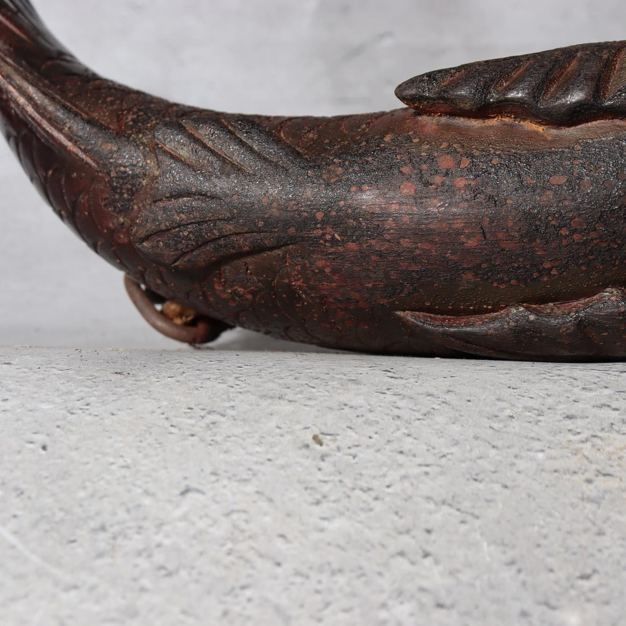 Antique Japanese Jizai-kagi Hearth Hook Slender Eel/Carp Wood Carving Movable8