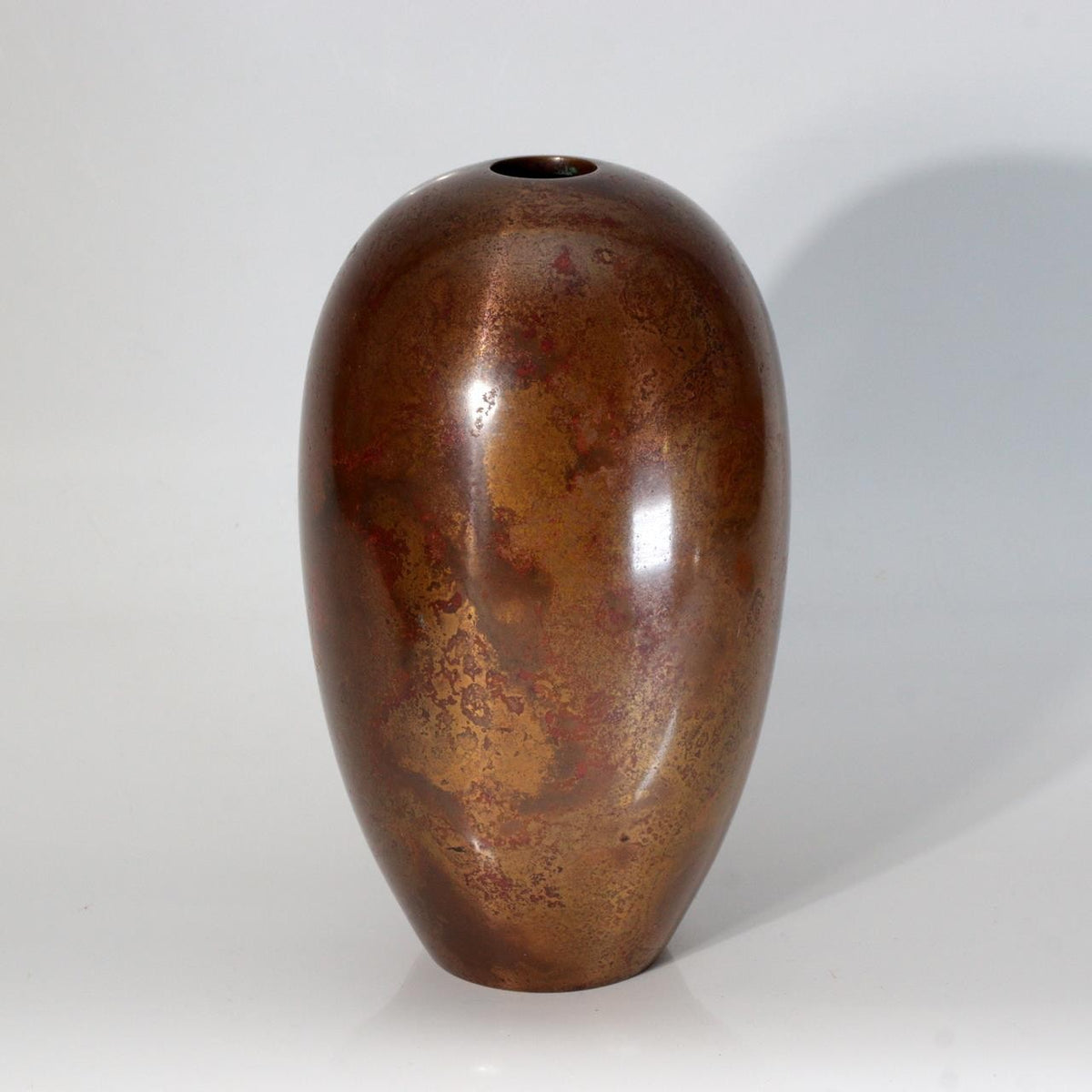 Vintage Japanese Copper Flower Vase Kabin Mottled Patina Signed BV7910