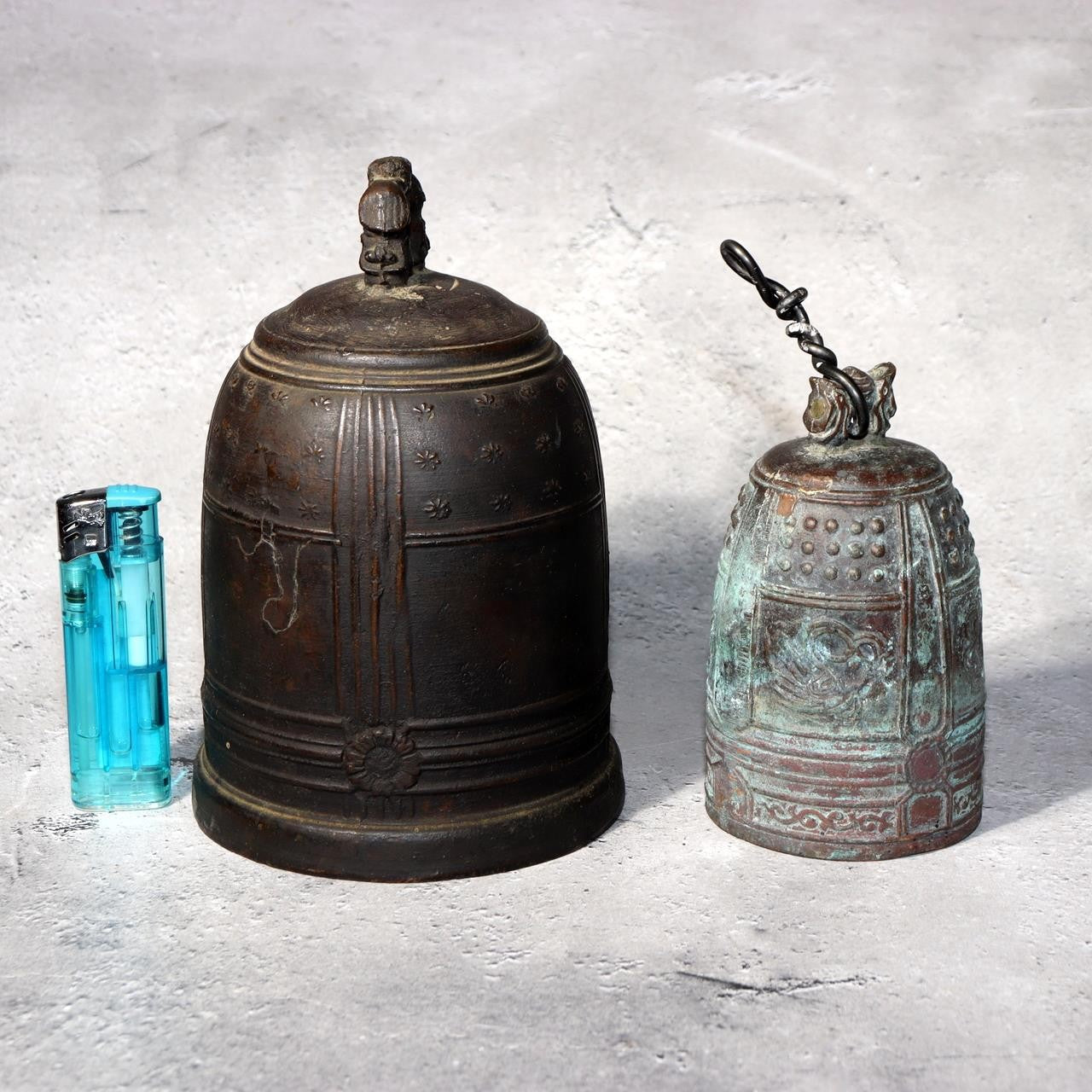 Japanese vintage Temple Bell Hansho Tsurigane Two Bronze Buddhist Sound Chime12