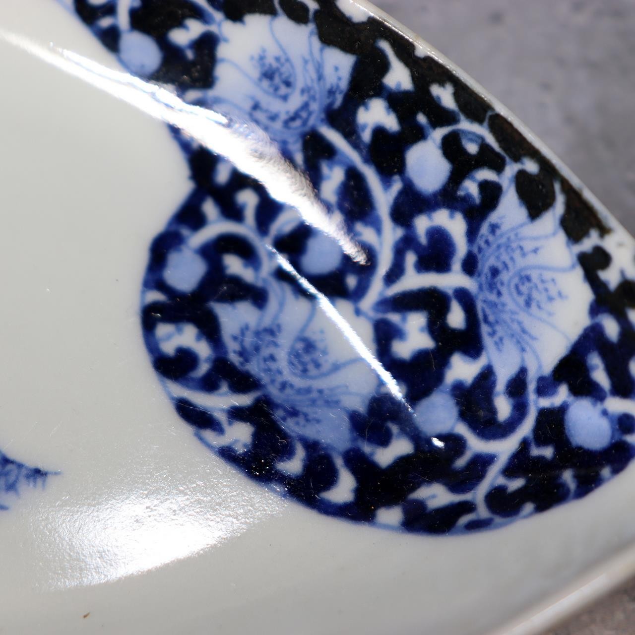 Antique Japanese Hirado Ware Porcelain Dish - Sometsuke Bakumatsu 17cm IP13516
