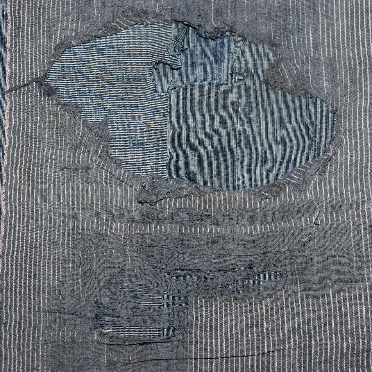 Antique Japanese Boro Indigo Fabric Patchwork Ranru Cotton Textile Rug BRKW16111