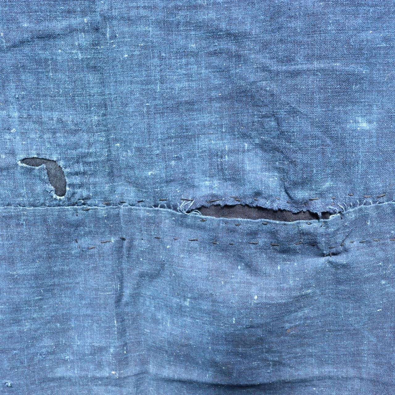 Antique Japanese Indigo Boro Sashiko Textile - Meiji / Taisho Era 155x142cm11