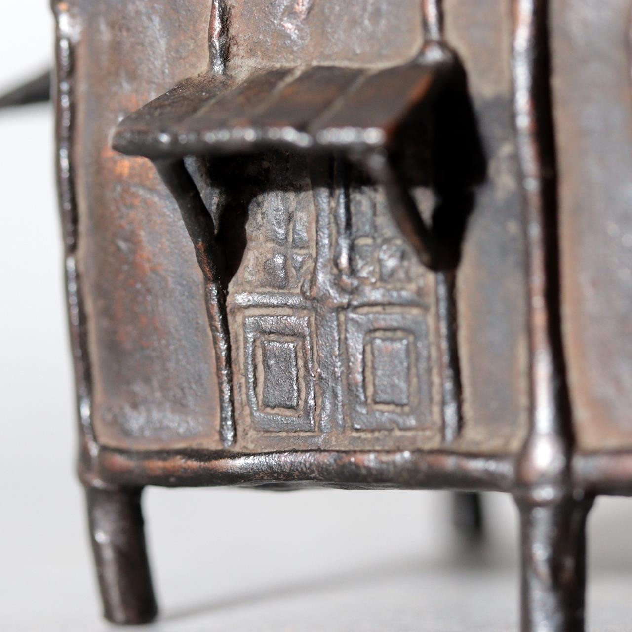 Japanese Cast Bronze Thatched House Incense Burner Koro Kensai II Tomobako17