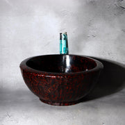Vintage Large Japanese Aizu Lacquerware Wood Bowl  Mottled Red & Black 29cm13