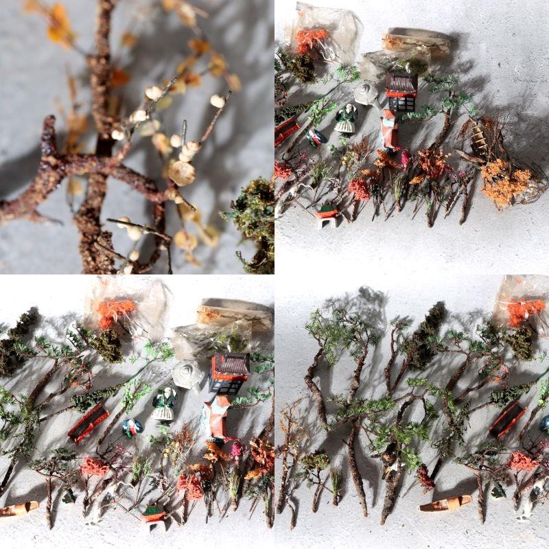 Vintage Japanese Bonkei Tenpai Miniature Figures Trees Suiseki Diorama Set BOSa63