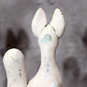 Pair of Vintage Japanese Clay Inari Fox Statues Traditional Gofun Finish Temple12