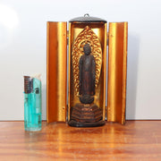 Antique Japanese Wood-Carved Standing Amida Nyorai Buddha Statue with Portable0