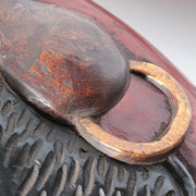 Antique Japanese Carved Wood Daruma Bodhidharma Wall Plaque Sign Meiji Taisho15