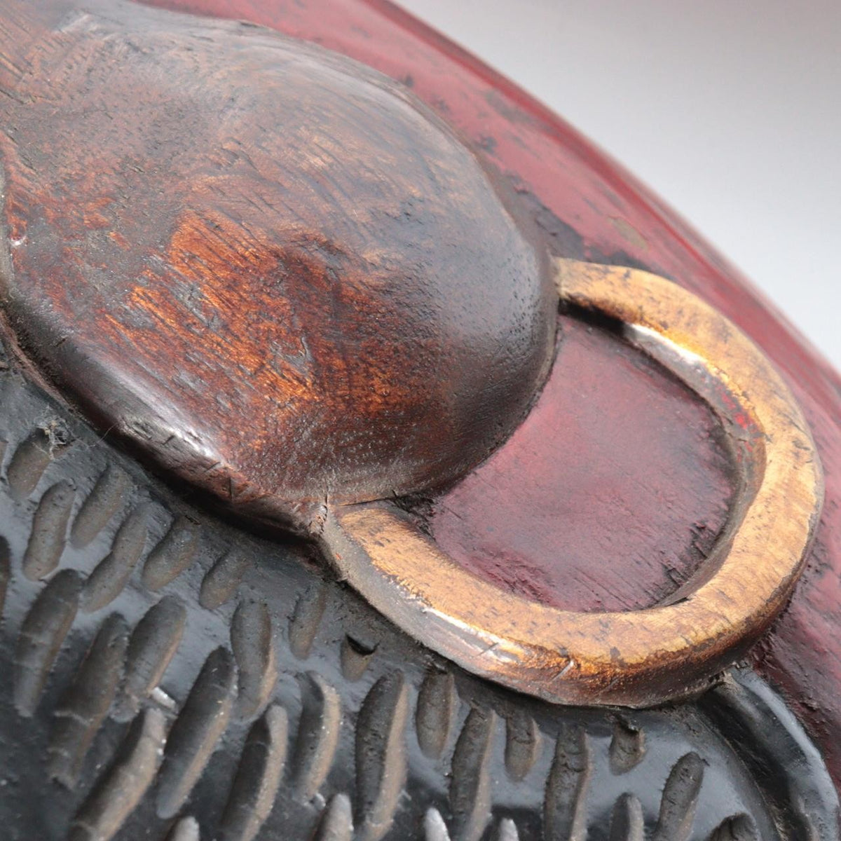 Antique Japanese Carved Wood Daruma Bodhidharma Wall Plaque Sign Meiji Taisho15