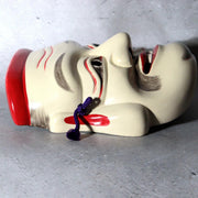 Japanese Carved Wooden Bitchu Kagura Mask Polychrome Tomobako MSK5486