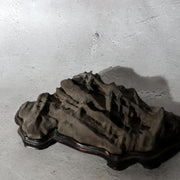 Japanese Suiseki Viewing Stone Mountain Landscape Shape with Wooden Daiza Base17