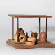 Vintage Japanese Wooden Miniature Set Birdcage Tea Utensils Maki-e Box WO667-25