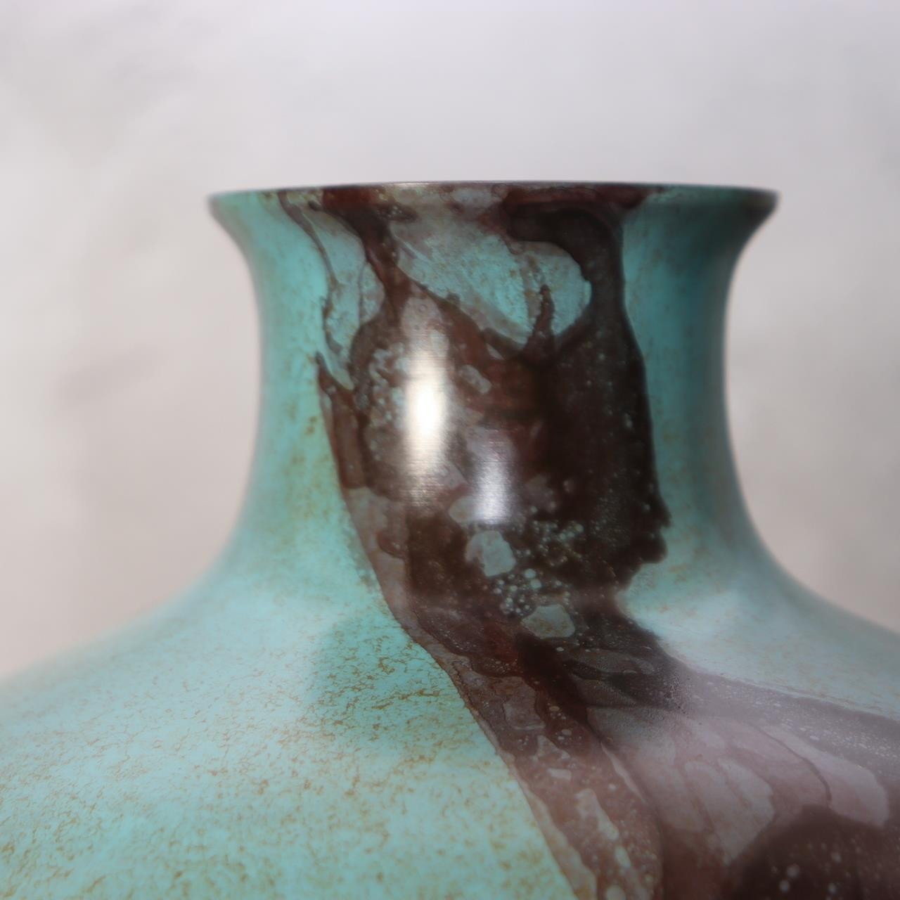 Japanese Cast Bronze Vase - Houn (Masaya Hasegawa) - Turquoise Marble Design8