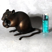 Vintage Japanese Bronze Rat Figurine - Nezumi by Seisai - Signed Tomobako 1.4kg1