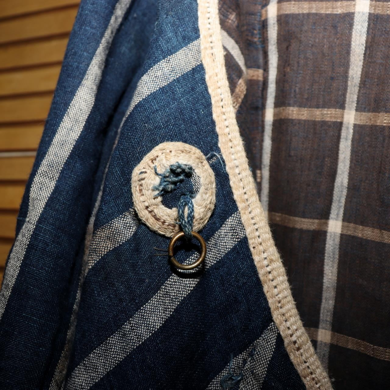 Japanese Antique Boro Kappa Rain Cape Indigo Cotton Kakishibu Paper Lined8