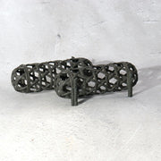 Japanese Bronze Jakago River Basket Flower Holder - Ikebana Suiban Tenpai0