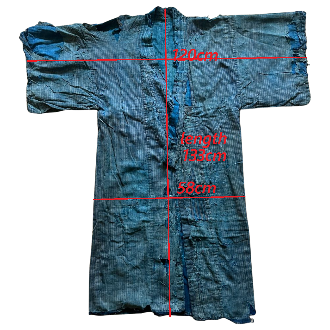 Antique Japanese Boro Indigo Cotton Kimono Noragi Jacket Late Edo Meiji BRKW1682