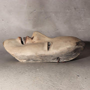 Japanese Antique Wooden Mask Female Woman Noh Kagura Style & Brocade Bag MSK52618