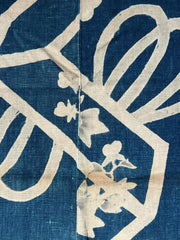 Antique Japanese Kofu Indigo Tsutsugaki Fabric Kaioke Shell Motif 145cm4