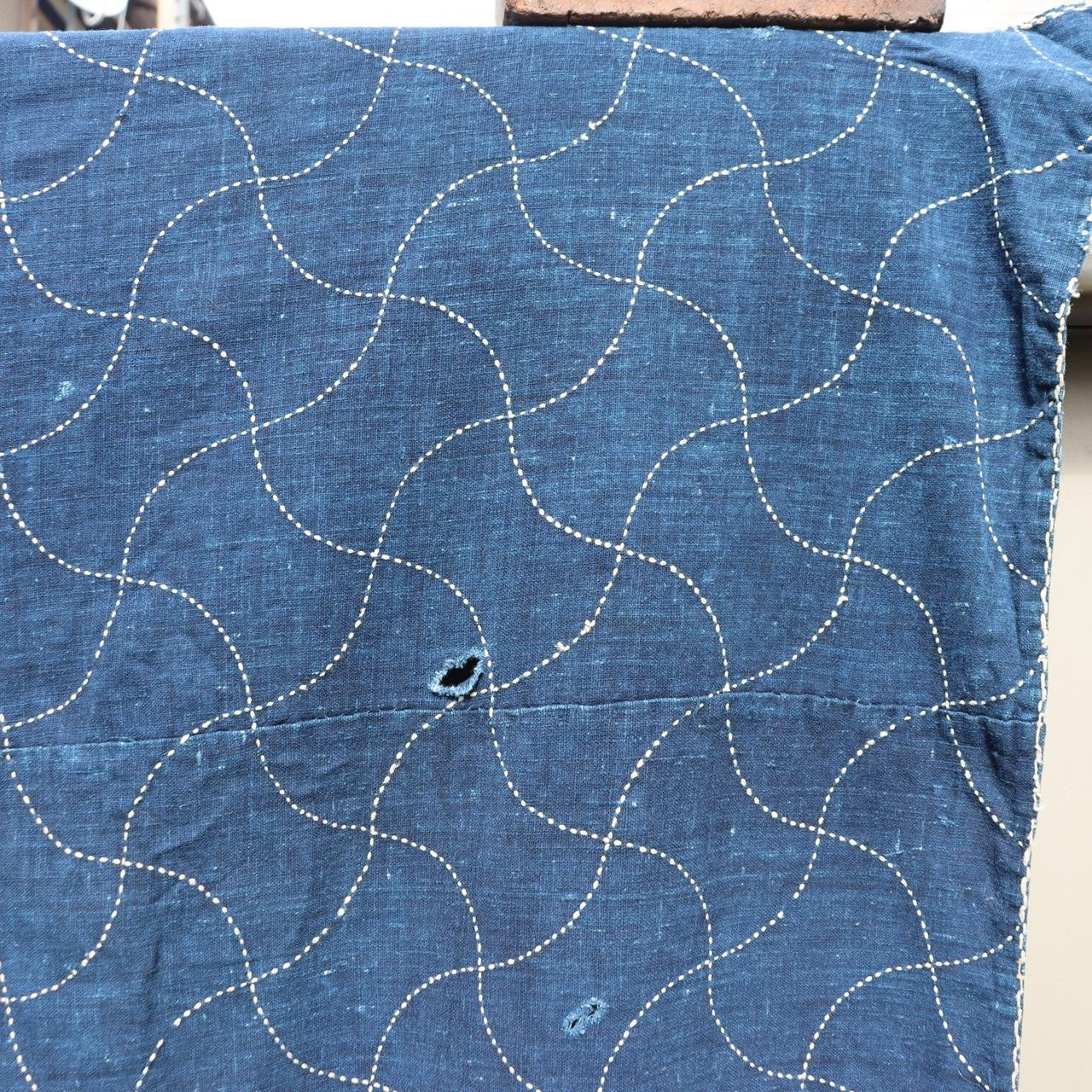 Antique Japanese Indigo Boro Sashiko Textile - Meiji / Taisho Era 155x142cm10