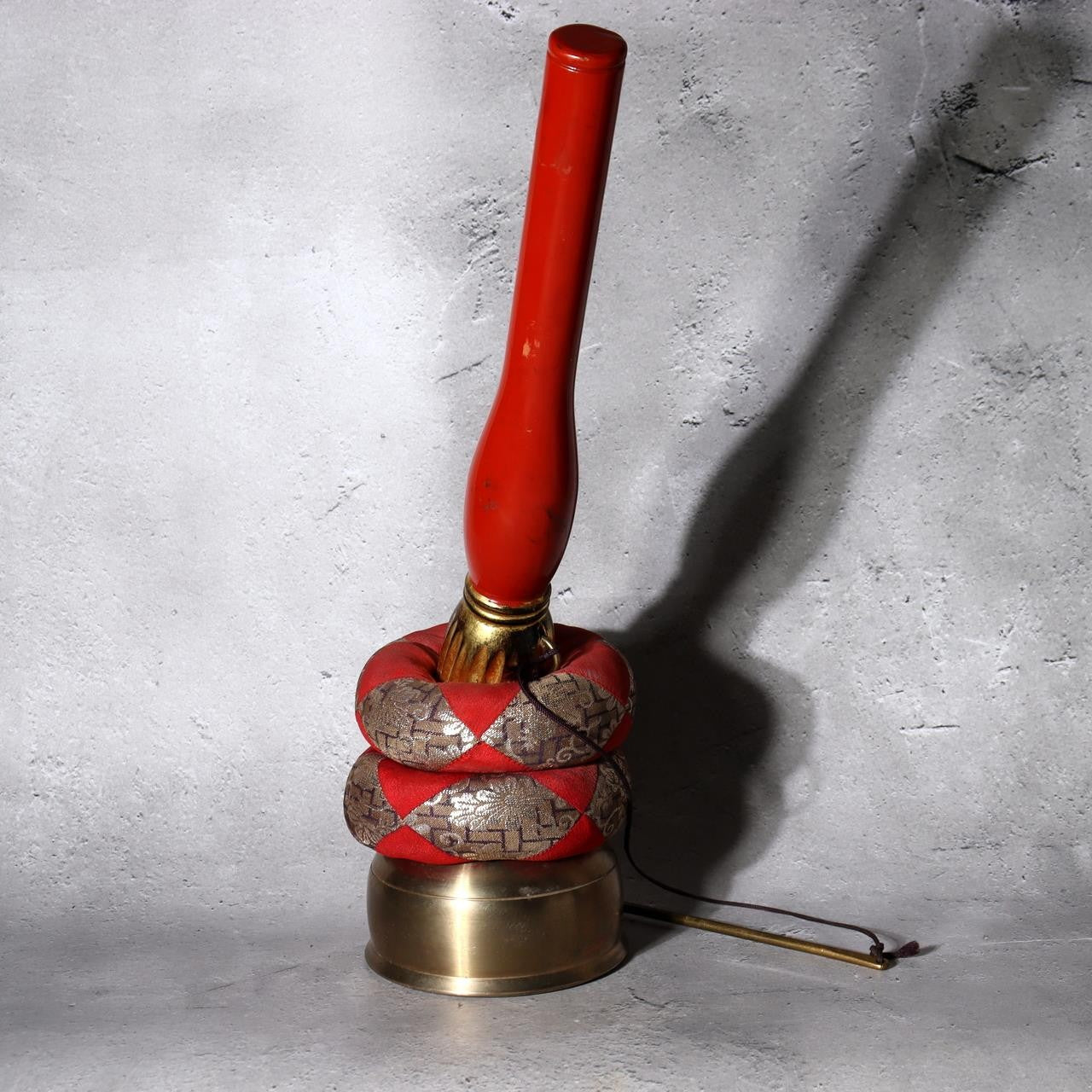 Japanese Vintage Shinto Suzu Bell with Braided Worship Rope Shrine Tassel 99cm9