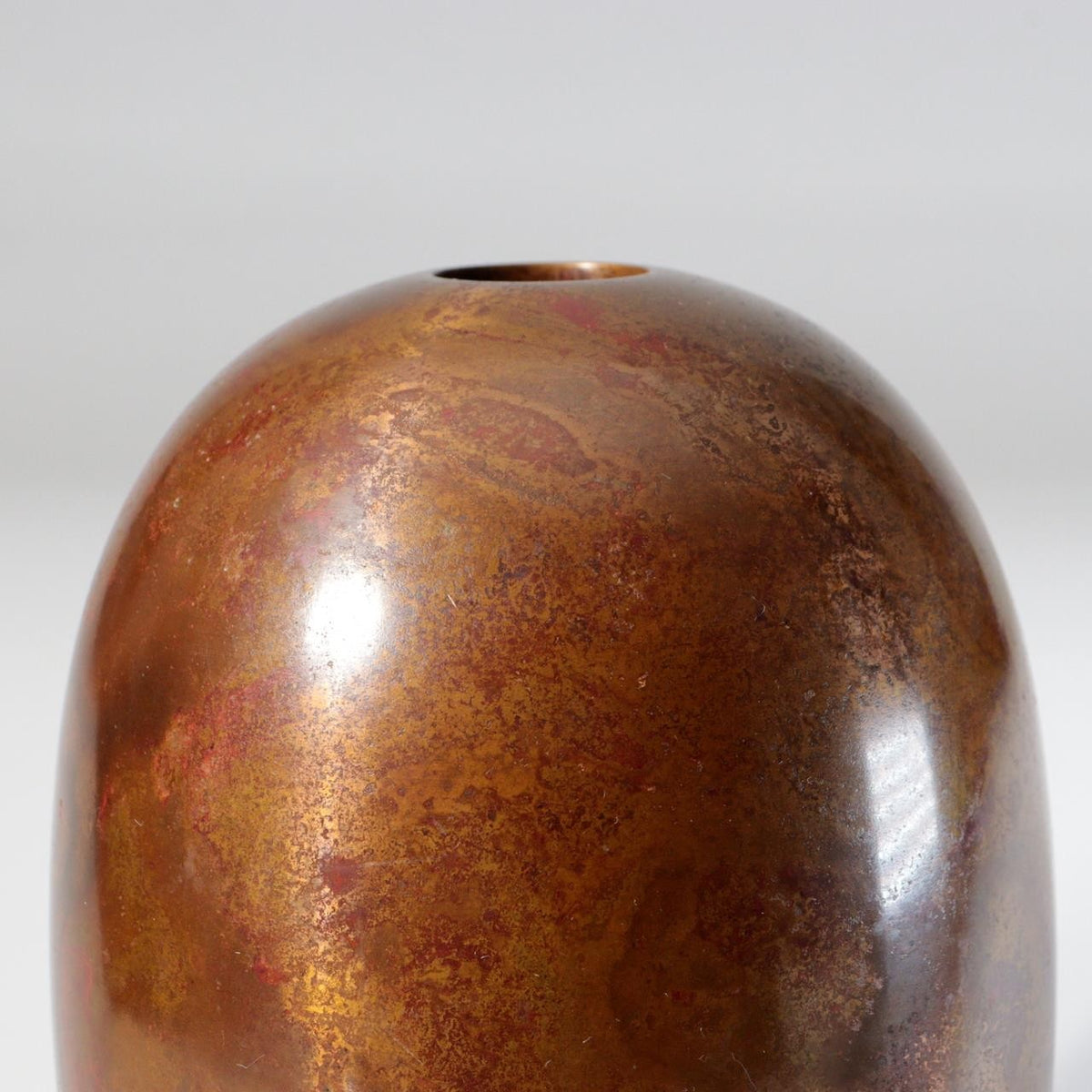 Vintage Japanese Copper Flower Vase Kabin Mottled Patina Signed BV7916