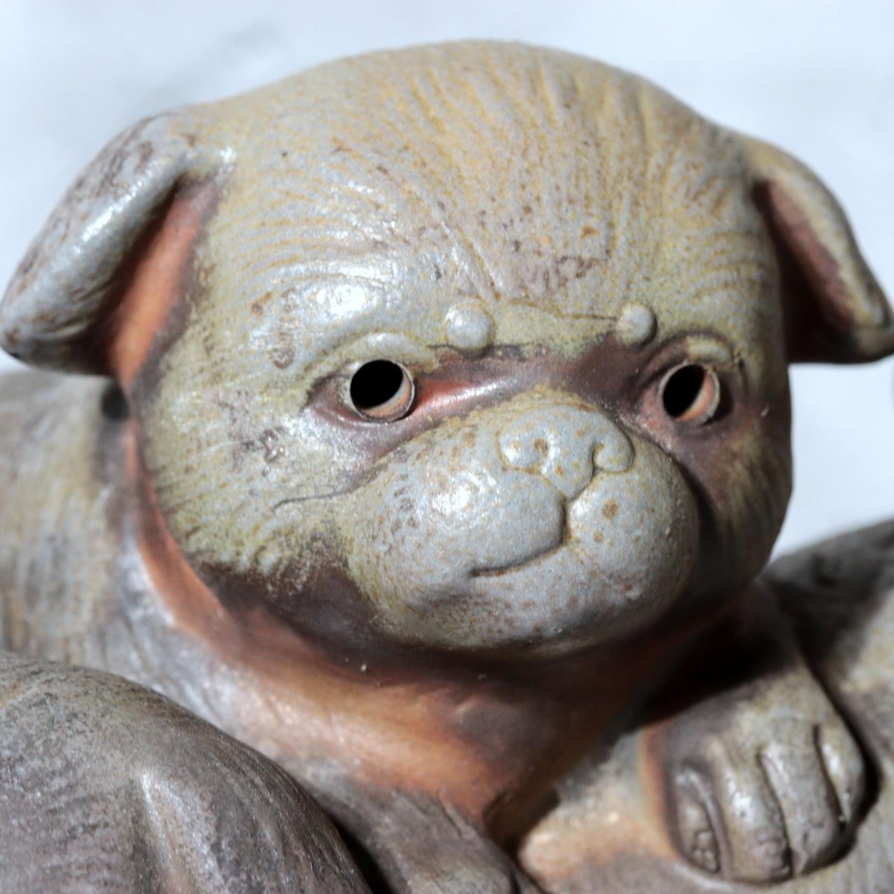 Japanese Bizen Ware Ceramic Dog Figurine Kimura Toho Toseien PCP30911