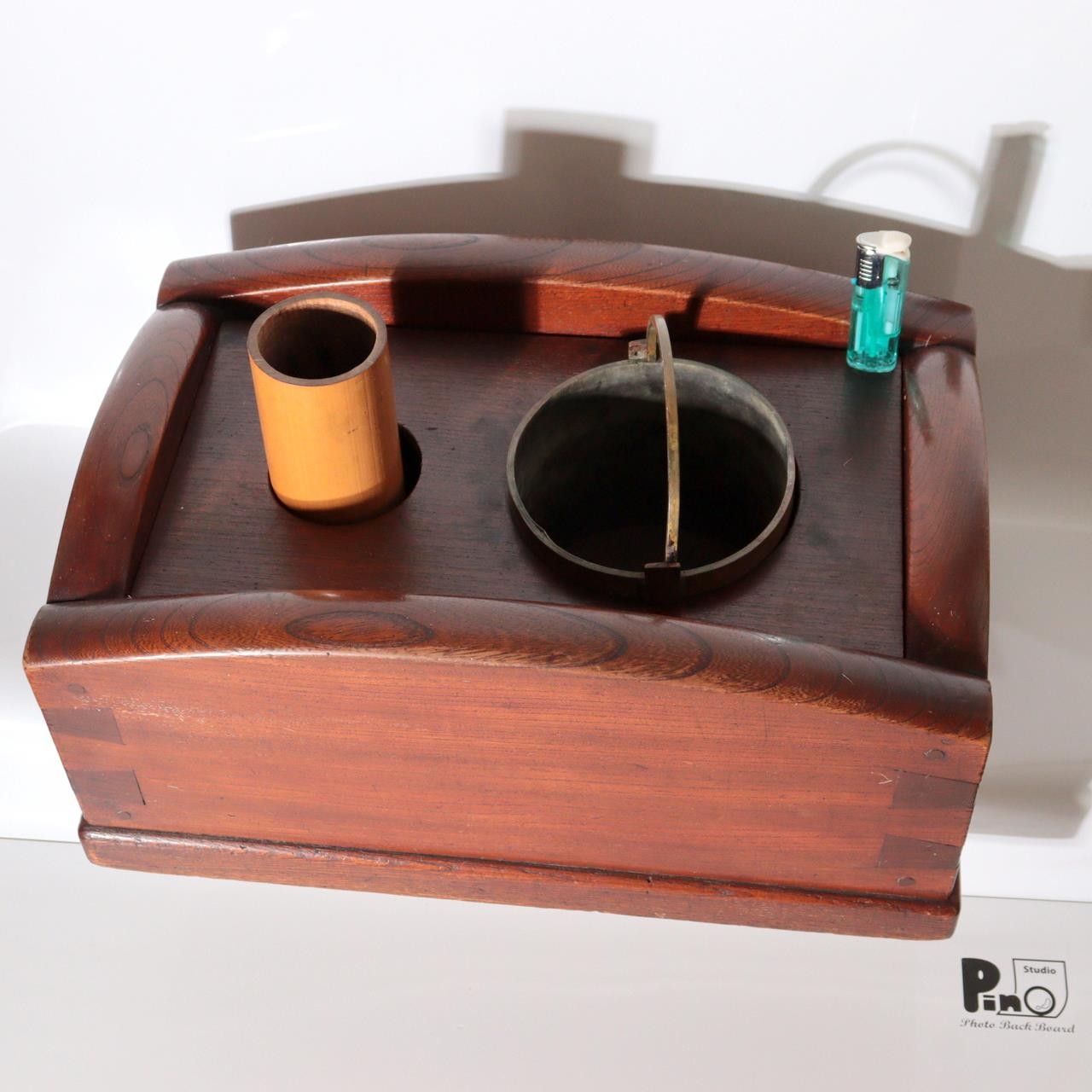 Antique Japanese Zelkova Wood Tabako bon Smoking Box Large WO6222