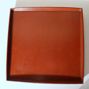 Japanese Vintage Lacquer Tray Obon Square Set of 5 Simple Wood Grain Reddish Bro9