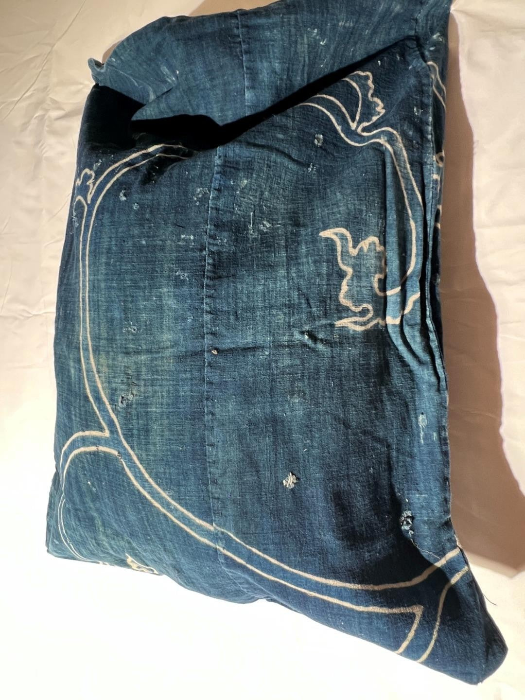 Antique Japanese Kofu Indigo Tsutsugaki Cloth Bag Old Textile BRKW190This is an3