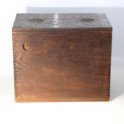 Antique Japanese Haribako Sewing Box Meiji Keyaki/Tamo Wood Brass Hardware Drawe4