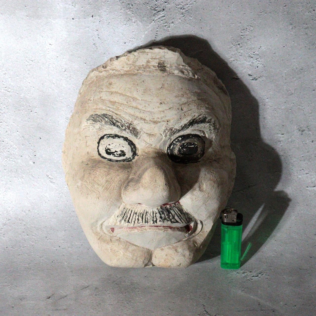 Vintage Japanese Stone Carved Daitengu Mask Figurine Mt. Takao Temple Shinto0
