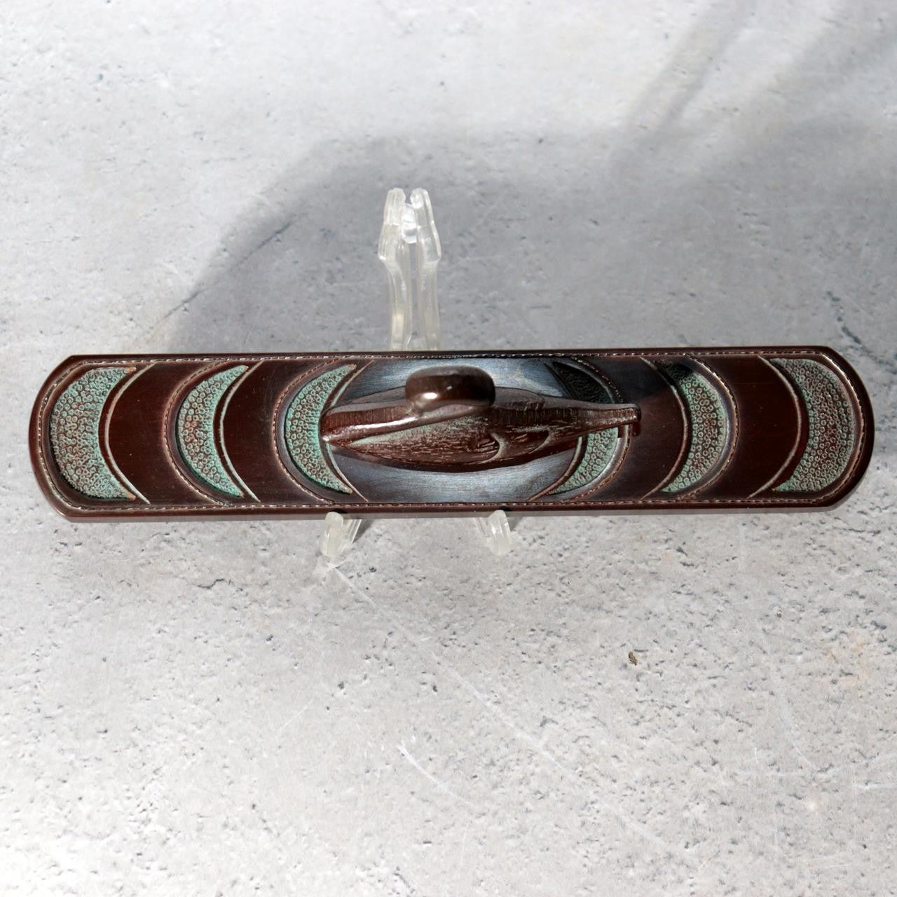 Japanese Takaoka Cast Bronze Silver Inlay Swan Paperweight Okimono Tomobako8