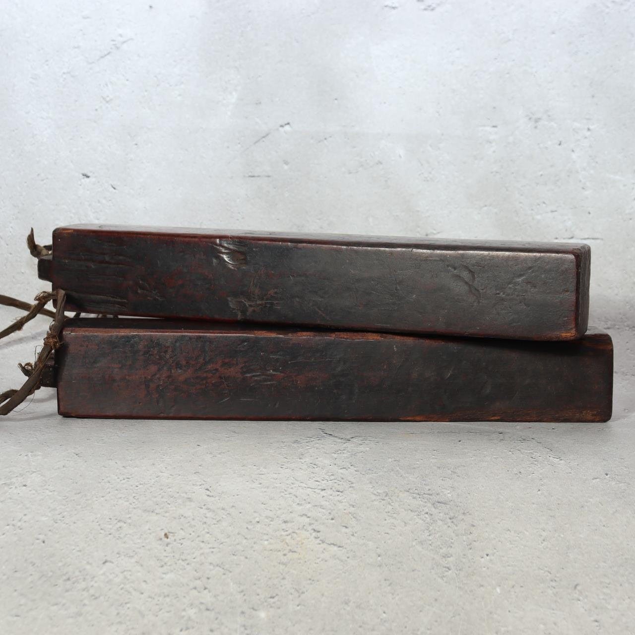 Antique Japanese Hyoshigi Wooden Clappers Fire Patrol Sumo Kabuki Percussion2