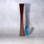 Japanese Bronze Twisted Vase Geometric Square Column Heavy Studio Ikebana Vessel2