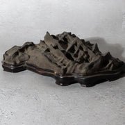 Japanese Suiseki Viewing Stone Mountain Landscape Shape with Wooden Daiza Base13