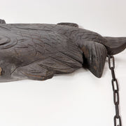 Japanese Wood Carved Tai Sea Bream Fish Jizaikagi Yokogi Hearth Hook WO5418