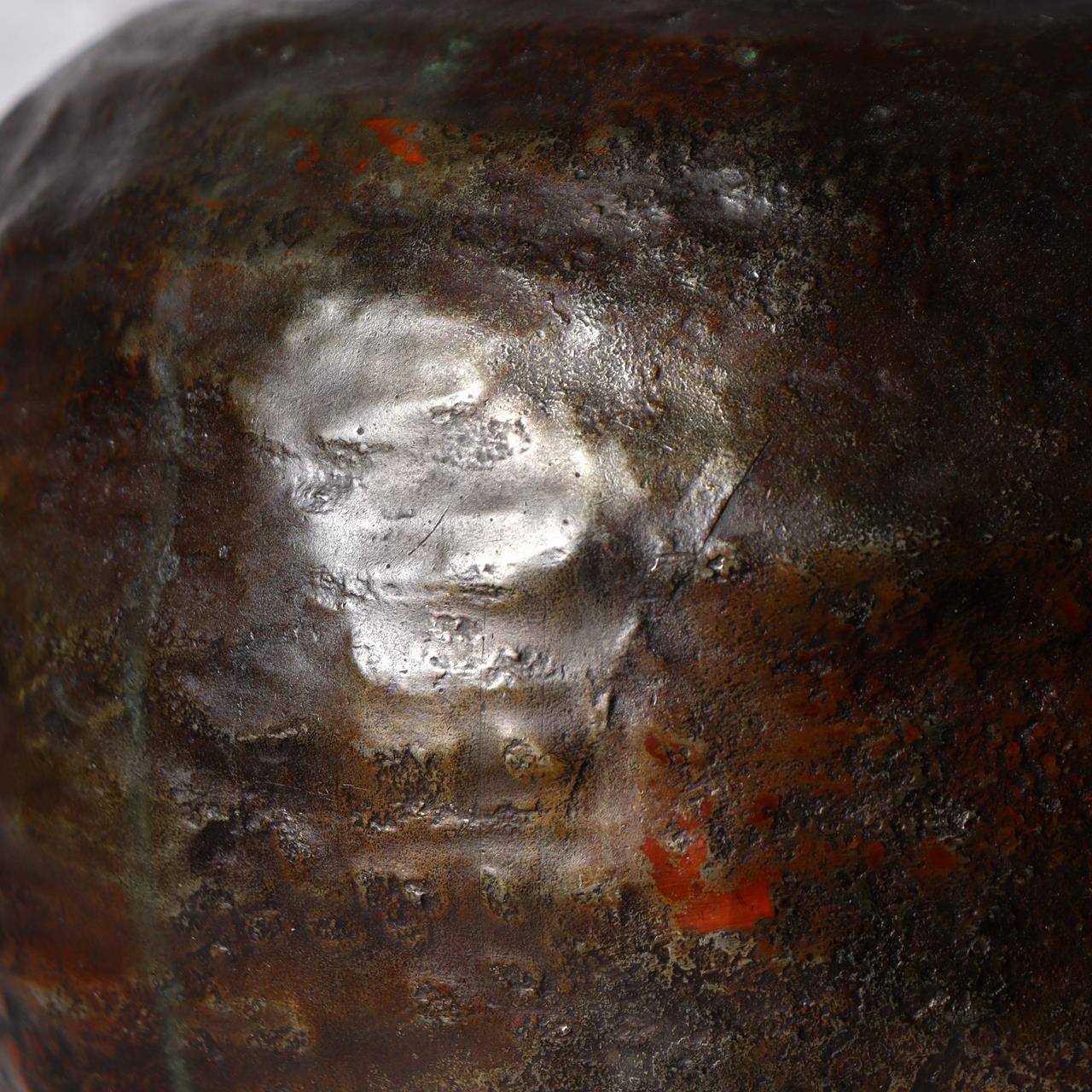 Japanese Mottled Purple Bronze Vase Hanshidou Artisan Signed 16.5cm BV73520