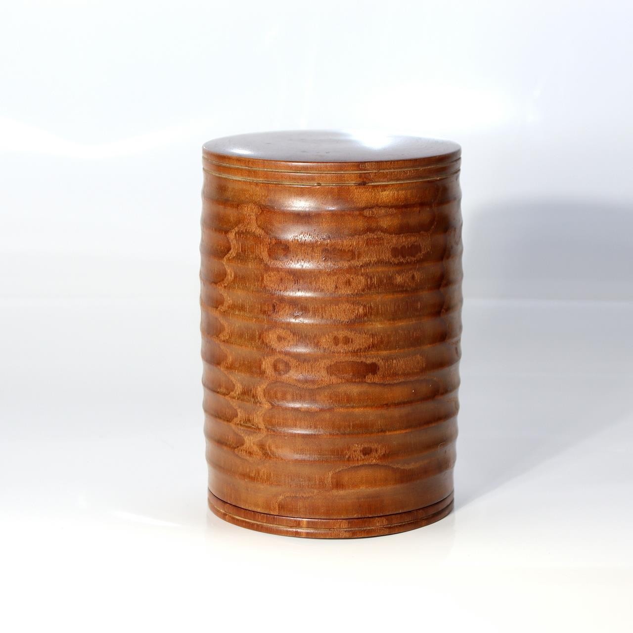 Japanese Vintage Wooden Tea Caddy Lidded Box Yamagata Craftsman Shogi Keyaki5
