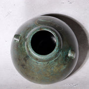 Vintage Japanese Signed Bronze Vase Silver Inlay Showa Modern Abstract Design7