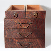 Taisho Showa Japanese Tamamoku Wood Small Chest Ko-dansu Inkstone Drawer WO63011