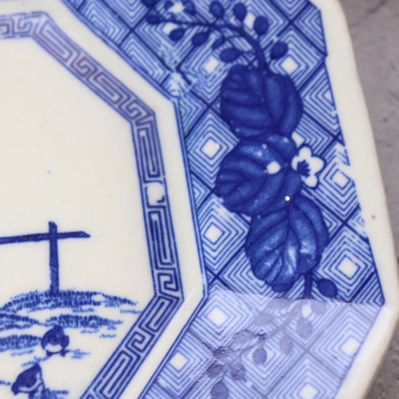 Antique Japanese Imari Transferware Set Rabbit Wave Bowl & Two Rooster Dishes15